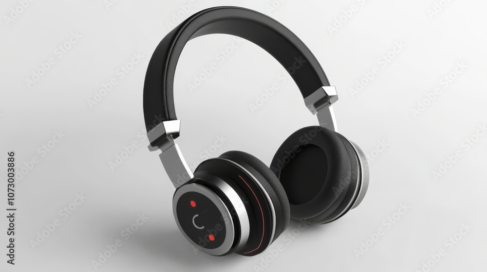 Black headphones on a white background Black headphones on a white background