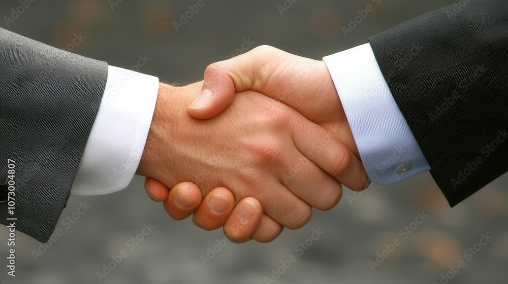 Close-up of a firm handshake between business partners in a professional setting Close-up of a firm handshake between business partners in a professional setting