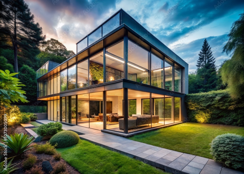 Stunning Glass House Showcasing Modern Architecture with Lush Green Surroundings and Natural Light, Perfect for Contemporary Living and Design Inspiration Stunning Glass House Showcasing Modern Architecture with Lush Green Surroundings and Natural Light, Perfect for Contemporary Living and Design Inspiration