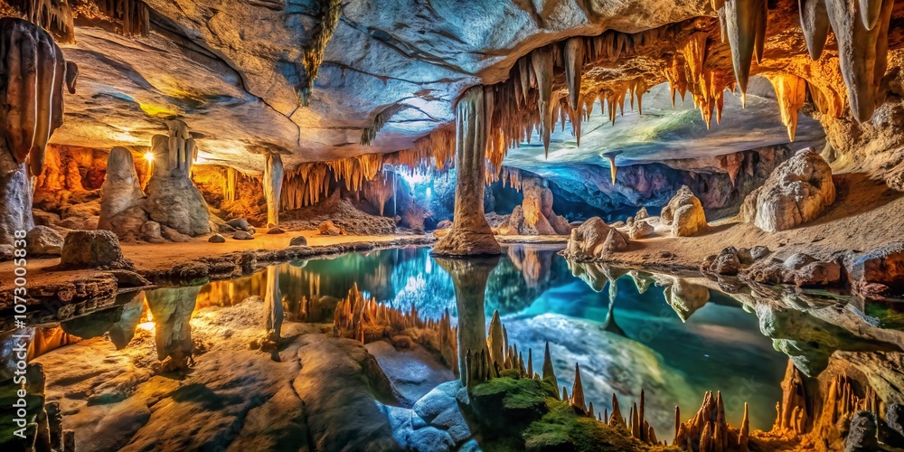 Obraz premium Stunning Macro Photography of the Natural Wonders Inside Devetaki Cave, Bulgaria, Showcasing Unique Rock Formations and Intricate Details of the Cave's Ecosystem