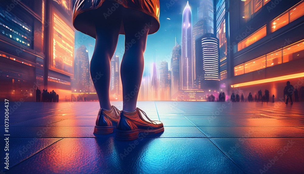 Fototapeta premium The futuristic city embraces diversity and multiculturalism. 