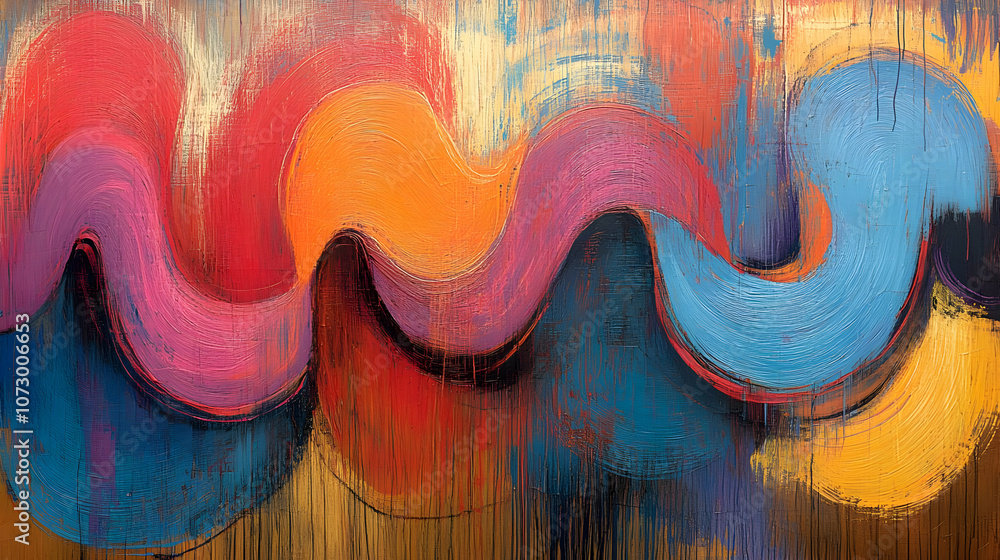 Abstract Painting with Curvy Shapes and Vivid Colors Abstract Painting with Curvy Shapes and Vivid Colors