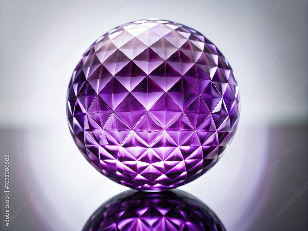 Stunning Purple Crystal Ball with Intricate Facets on a White Isolated Background for Captivating Product Photography Stunning Purple Crystal Ball with Intricate Facets on a White Isolated Background for Captivating Product Photography