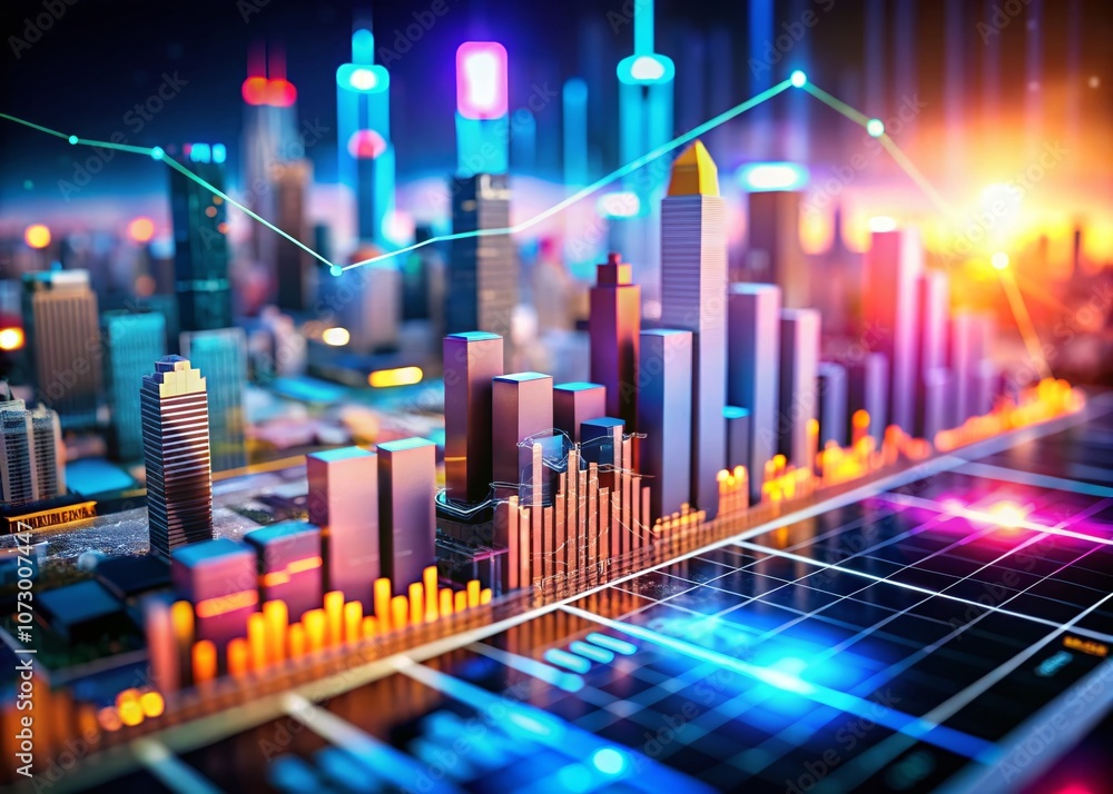 Abstract Finance Analytics with Tilt-Shift Effect Showcasing Data Charts and Generative AI Concepts for Innovative Financial Insights and Trends Analysis Abstract Finance Analytics with Tilt-Shift Effect Showcasing Data Charts and Generative AI Concepts for Innovative Financial Insights and Trends Analysis