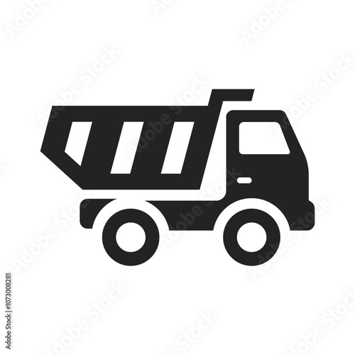 Isolated pictogram illustration dump truck, lorry, trailer for automotive and delivery graphic element