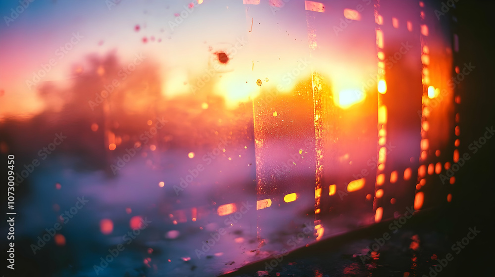 Naklejka premium Sunset Through a Window - Filmstrip Photo
