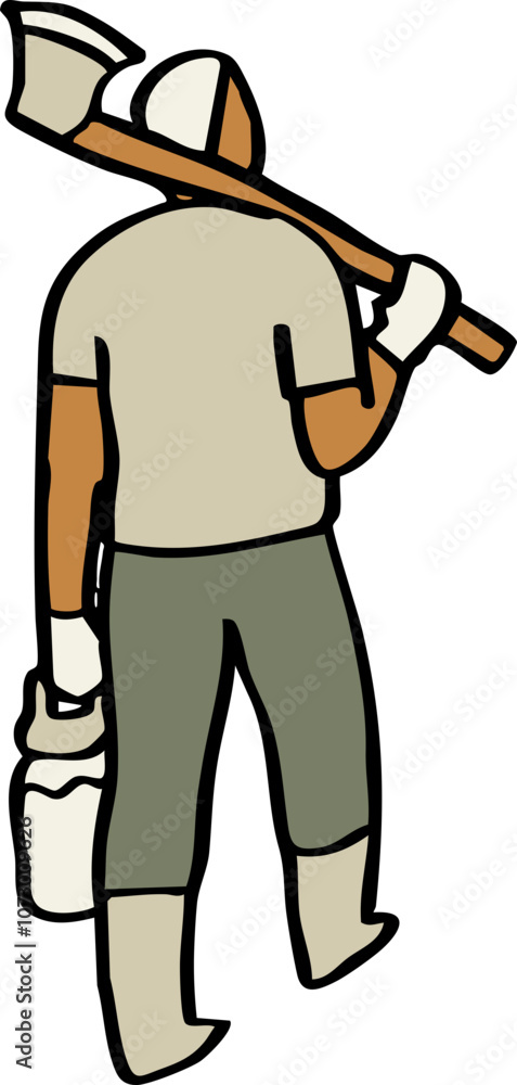 Illustration of Farmer with Gardening Tools Illustration of Farmer with Gardening Tools