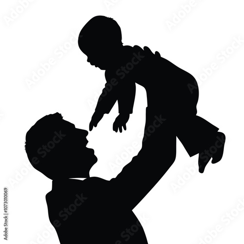 a father are ejnoy with his baby vector silhouette
