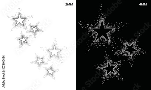 Rhinestone stars design. Rhinestone vector design for Illustration of stars for graphic tee. Stars Transfer Rhinestone. 4mm and 2mm.