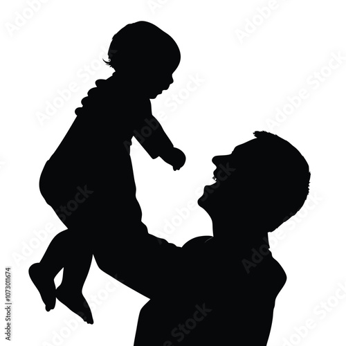 a father are ejnoy with his baby vector silhouette