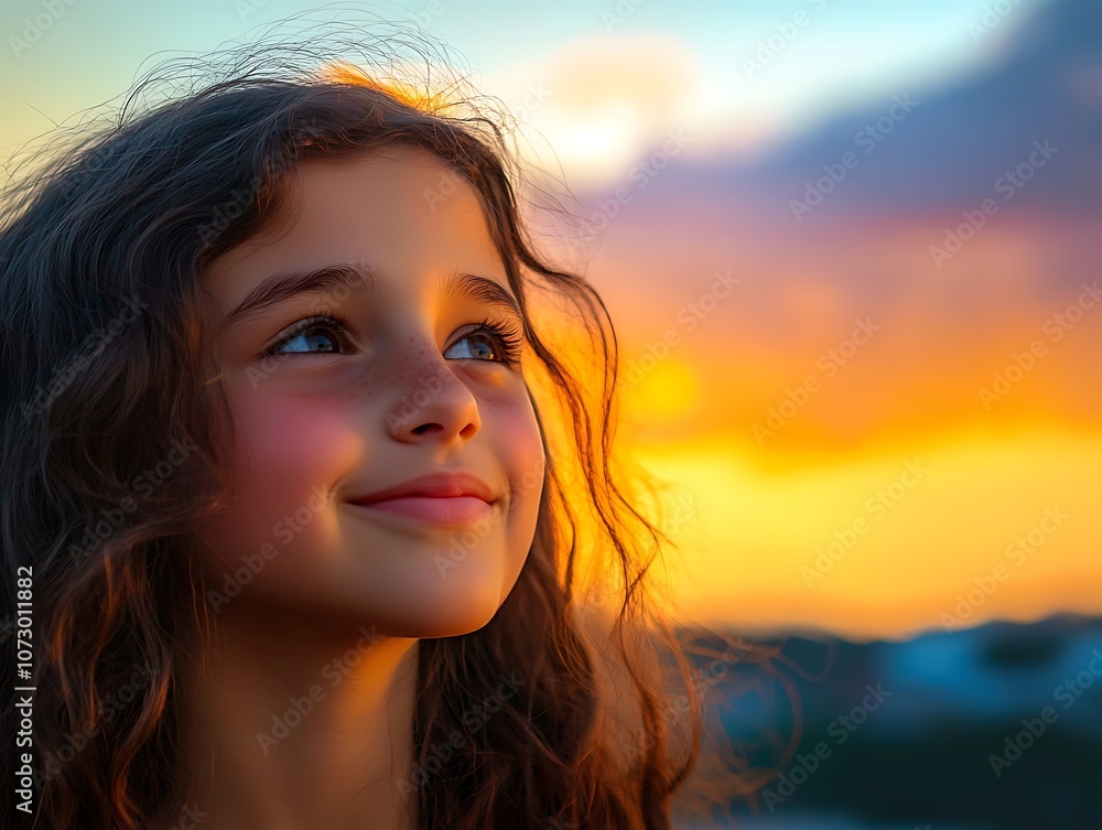 a child looking up at the sunset
a child looking up at the sunset
