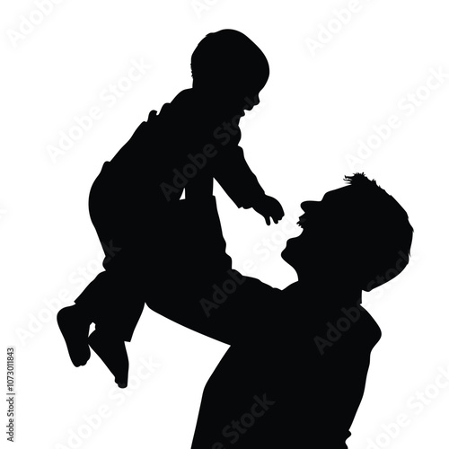 a father are ejnoy with his baby vector silhouette