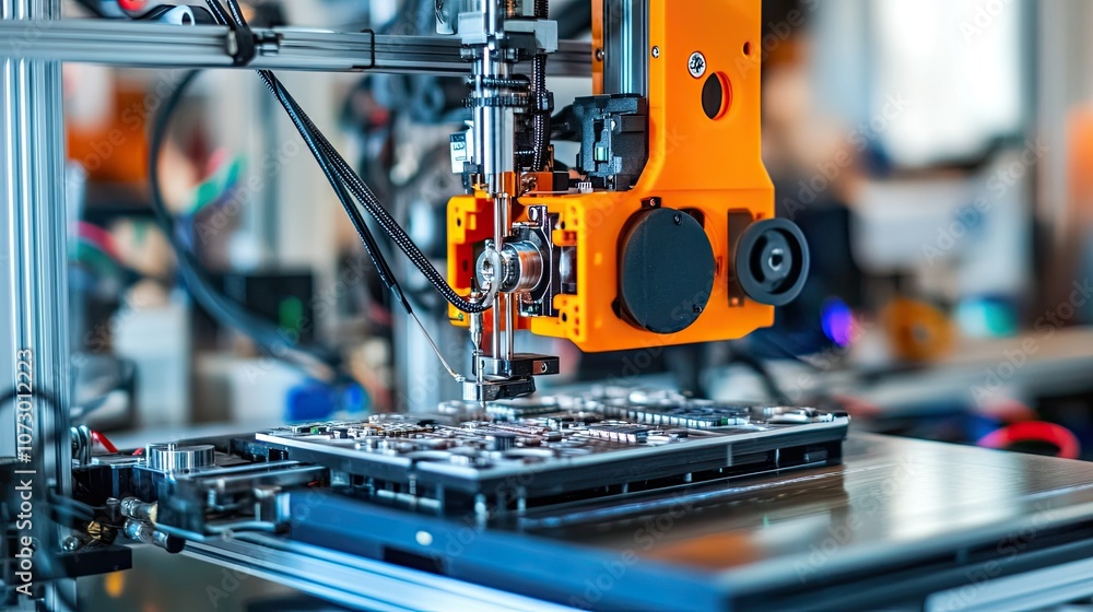 Fototapeta premium Lab printer creating fine, complex electronic parts with accuracy