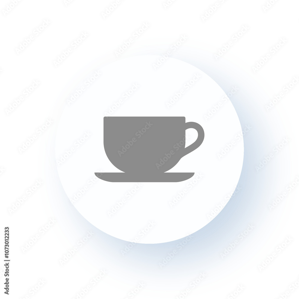 Neumorphism User interface Coffee Cup Icon for Cafes and Breaks UX UI Design Drop Shadow Neumorphism User interface Coffee Cup Icon for Cafes and Breaks UX UI Design Drop Shadow