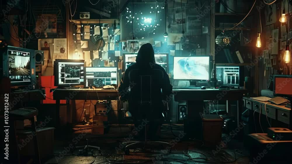 video of hacker attack, anonymous hacker, an enigmatic individual behind a computer screen, conducting cyber activities, cybersecurity concept, dark background video of hacker attack, anonymous hacker, an enigmatic individual behind a computer screen, conducting cyber activities, cybersecurity concept, dark background