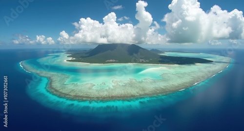 Torres Strait, between Australia and Papua New Guinea, vast blue waters, scattered islands, and tropical scenery, highlighting remote beauty and cultural diversity.