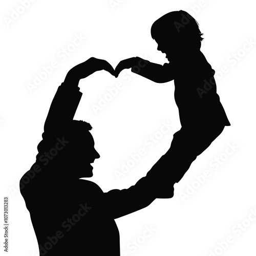 a father are ejnoy with his baby vector silhouette