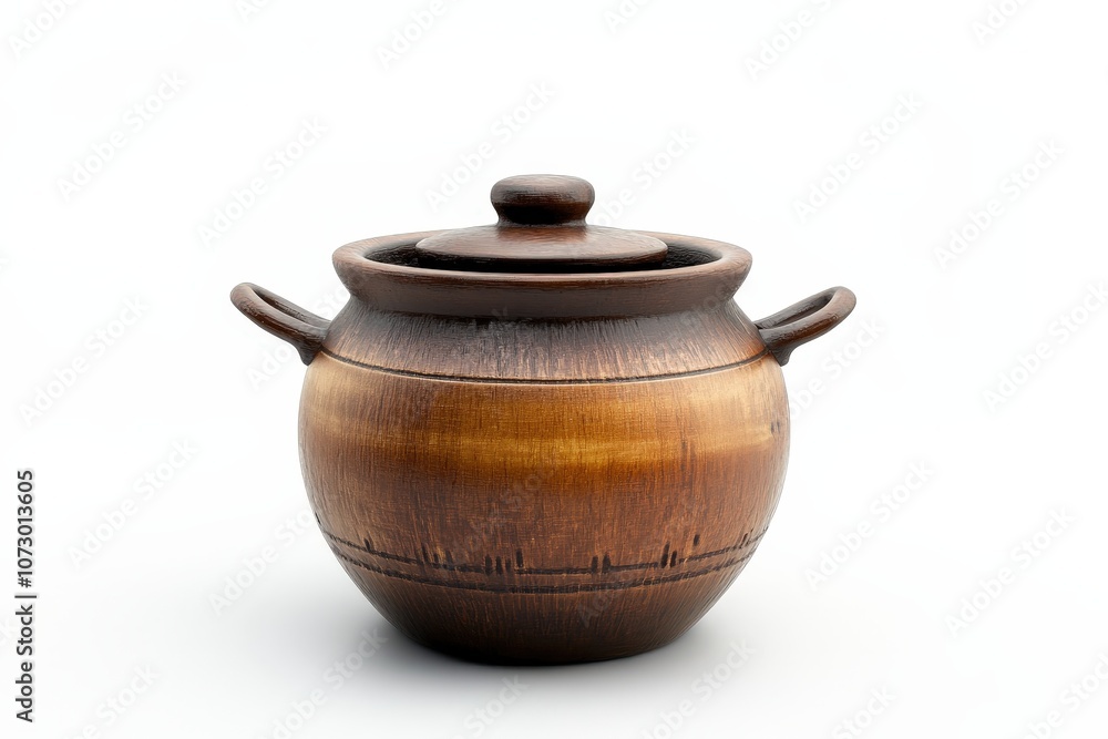 Ceramic cooking pot with a lid, white isolated background. Ceramic cooking pot with a lid, white isolated background.