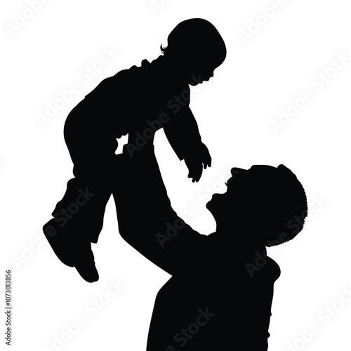 a father are ejnoy with his baby vector silhouette