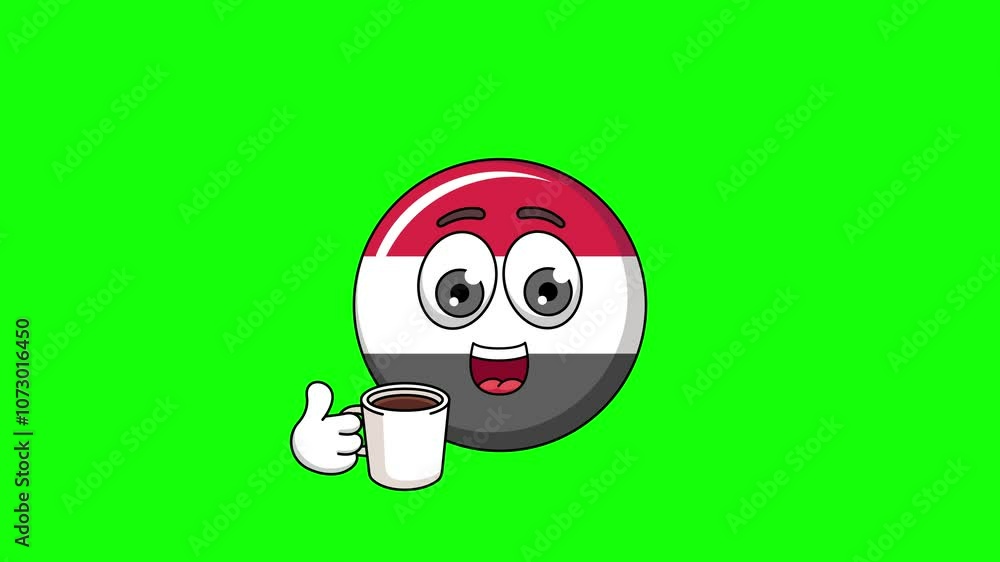 yemen emoticon with drinking coffee style, emoji emoticon animation yemen emoticon with drinking coffee style, emoji emoticon animation