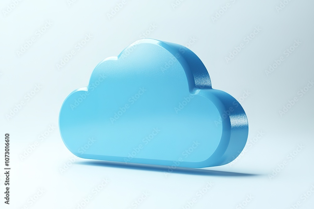 Blue cloud icon in minimalistic style on white Blue cloud icon in minimalistic style on white