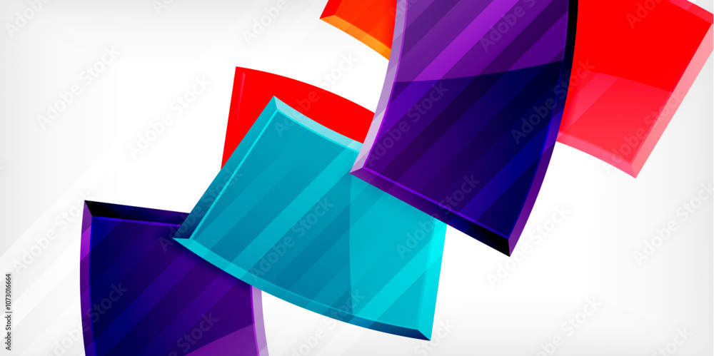 Obraz premium Round 3d shapes, plates background. Creative composition design template
