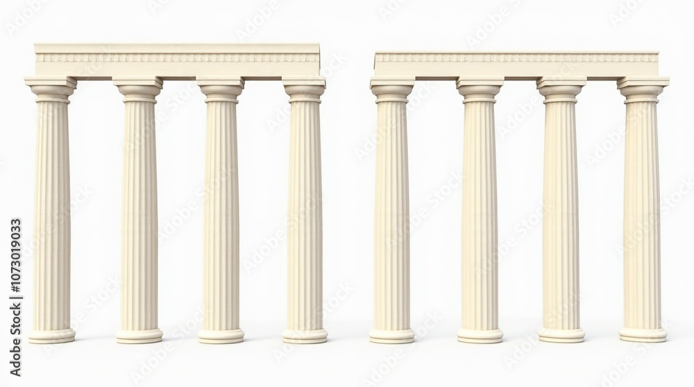 Classic Greek architectural columns on white background Classic Greek architectural columns on white background