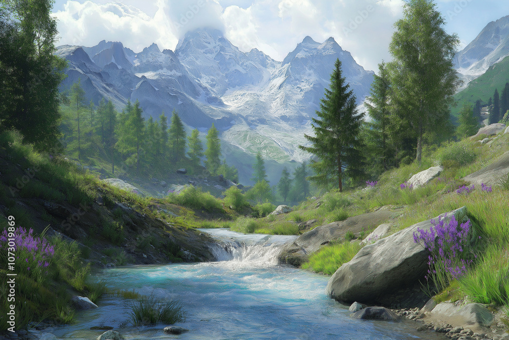 Obraz premium mountain river in the mountains