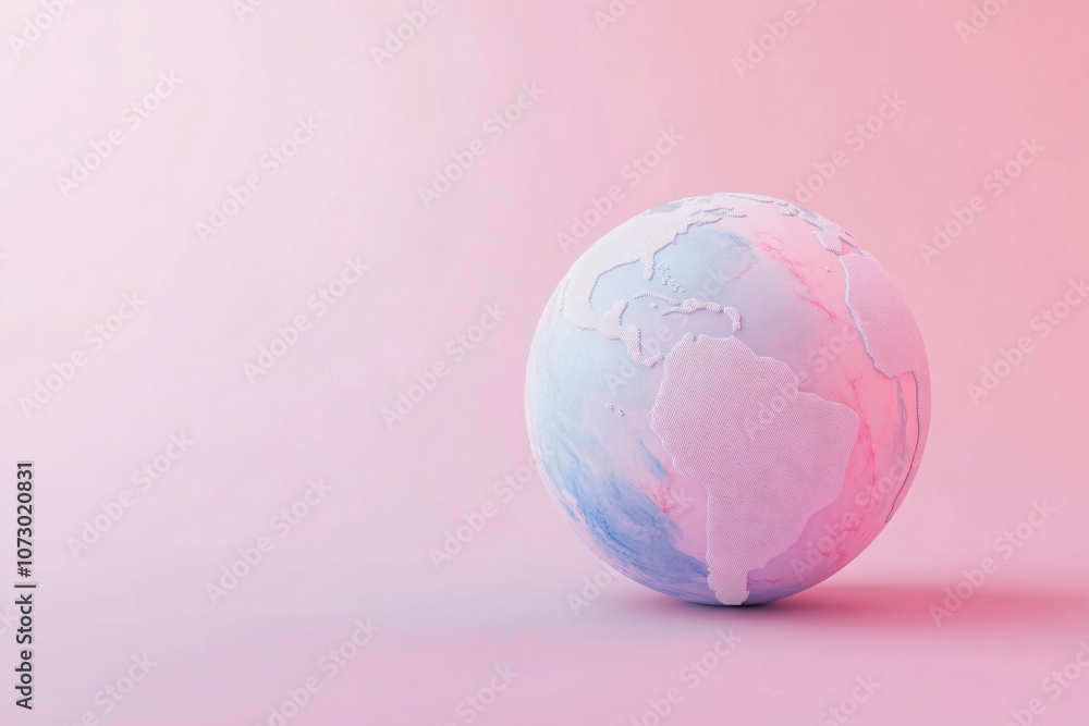 Soft Pastel Globe in Minimalist 3D Design Soft Pastel Globe in Minimalist 3D Design