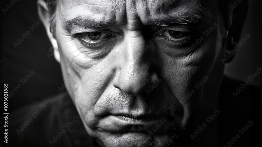 Black and white close-up portrait of an older man in deep thought
Black and white close-up portrait of an older man in deep thought