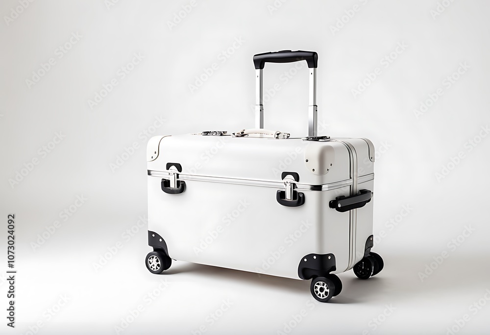 Obraz premium Isolated White Suitcase Mockup on White Background