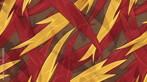 Wallpaper Mural Vibrant Abstract Pattern of Interwoven Red and Yellow Feather Shapes Torontodigital.ca