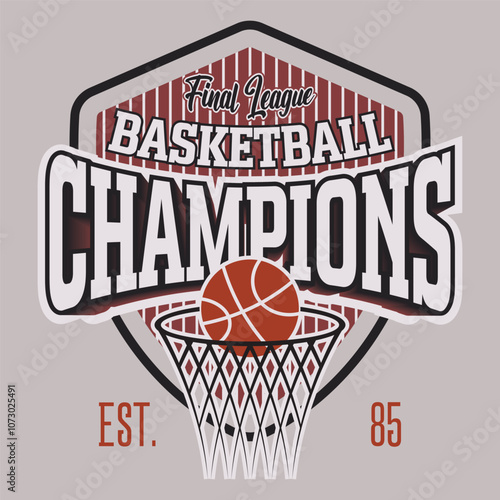 Champion Basketball Club vector t-shirt design. Vintage artwork for sportswear. Sport logo. College font. New York Basketball League, Sport typography,t-shirt graphics,poster,basketball player t-shirt