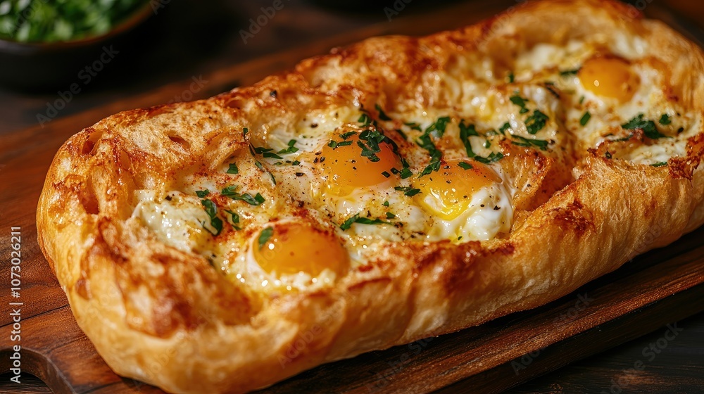 Delicious Baked Eggs on Flaky Pastry Delicious Baked Eggs on Flaky Pastry