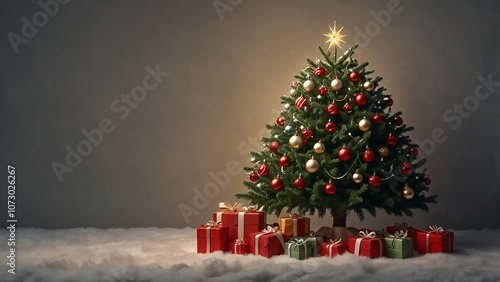 Obraz na płótnie An AI-generated decorated Christmas tree w salonie