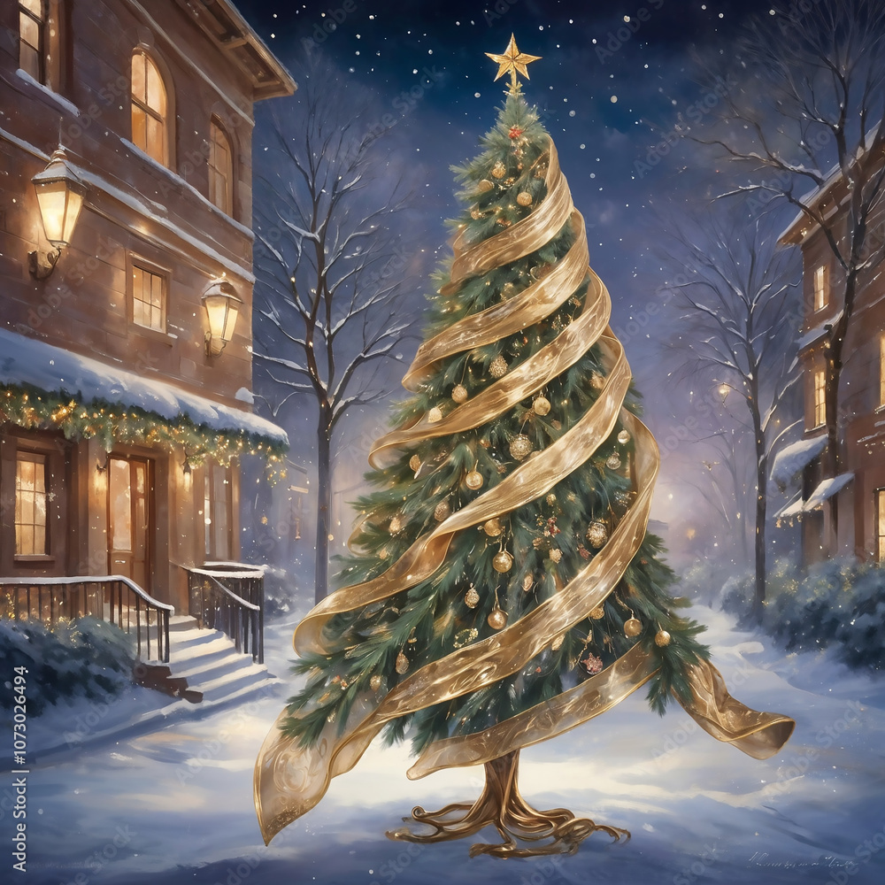 An AI-generated decorated Christmas tree