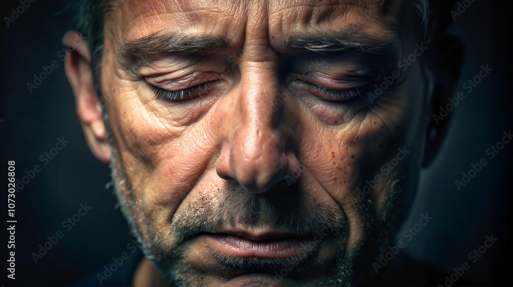 Pensive Elderly Man with Downcast Eyes in Thoughtful Mood
Pensive Elderly Man with Downcast Eyes in Thoughtful Mood