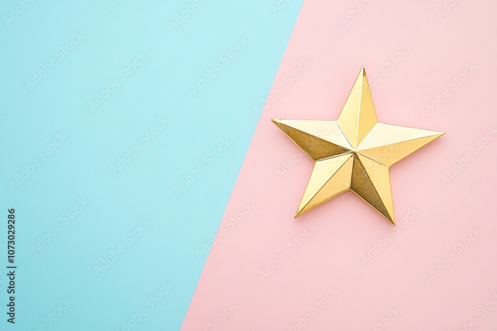 Fototapeta premium Gold Star on Minimalist Pastel Background
