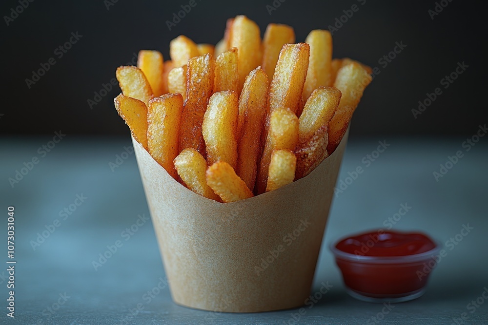 Crispy Golden French Fries in Paper Cone Crispy Golden French Fries in Paper Cone