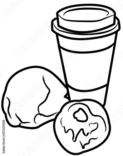 Morning breakfast Doodle element coloring page cartoon Illustration