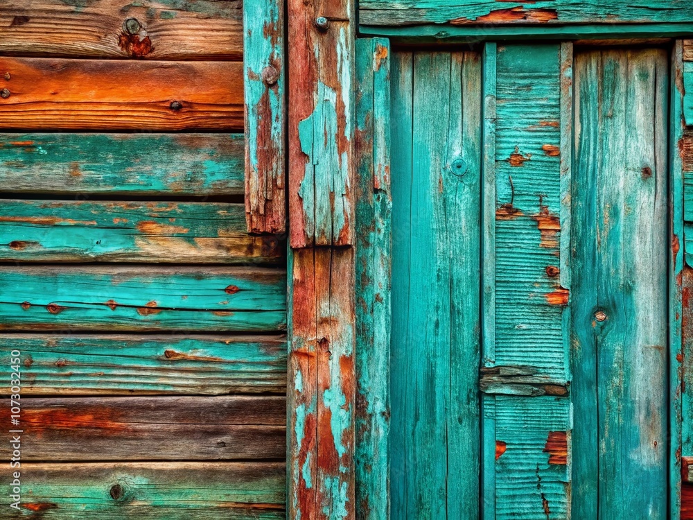 Captivating Architectural Photography of Aqua Old Painted Wood Elements in a Rustic Setting, Showcasing Textures and Colors for Design Inspiration Captivating Architectural Photography of Aqua Old Painted Wood Elements in a Rustic Setting, Showcasing Textures and Colors for Design Inspiration