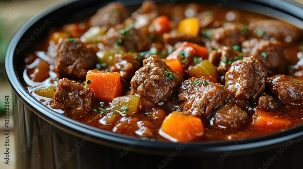 Beef Stew in a Black Bowl Beef Stew in a Black Bowl