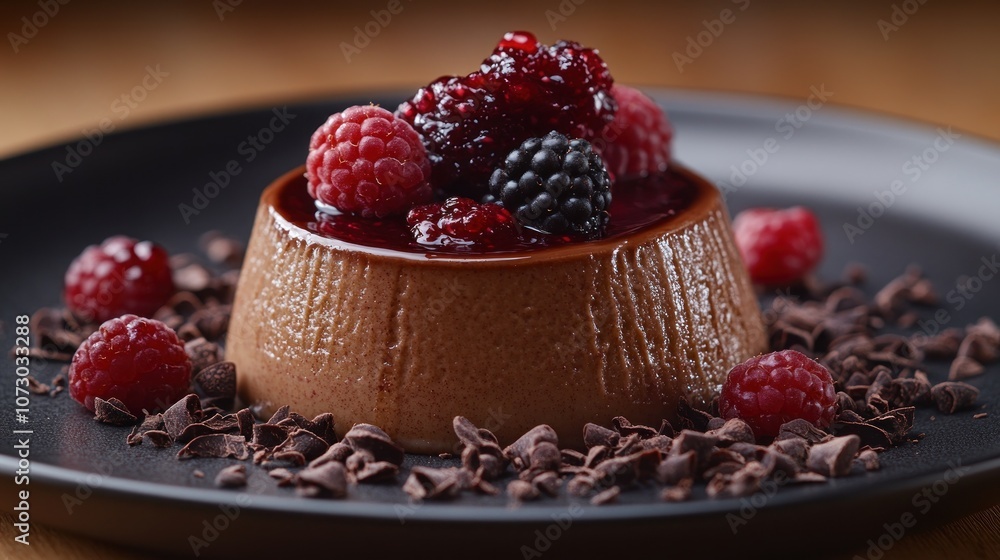 Chocolate Mousse Dessert with Berries and Chocolate Shavings Chocolate Mousse Dessert with Berries and Chocolate Shavings