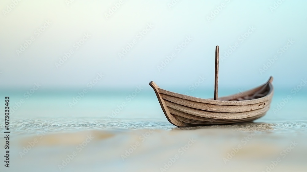 Wooden Boat On Serene Water Background Wooden Boat On Serene Water Background