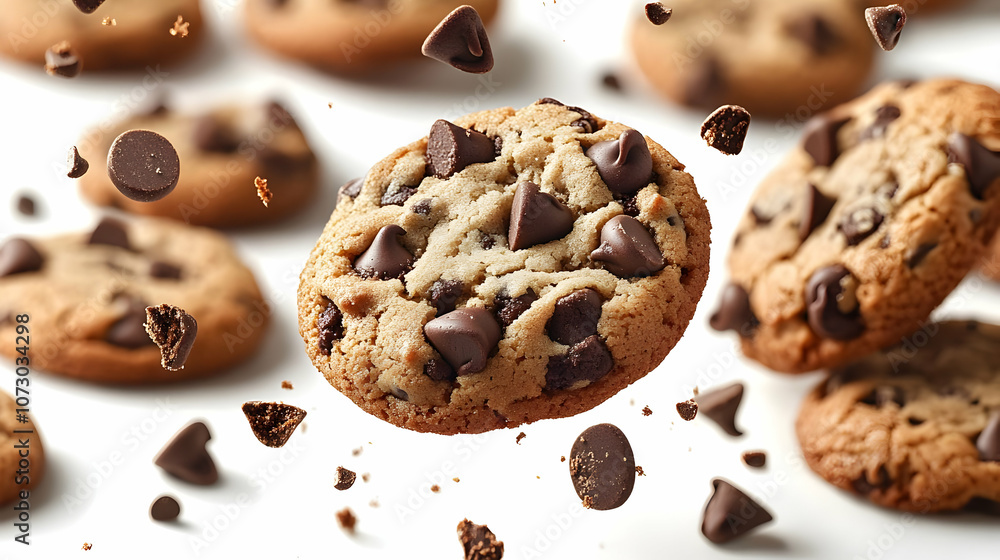 Chocolate Chip Cookies Falling Through Air - Photo Chocolate Chip Cookies Falling Through Air - Photo
