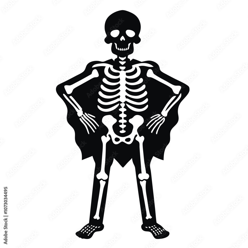 Skeleton vector silhouette isolated white background Skeleton vector silhouette isolated white background