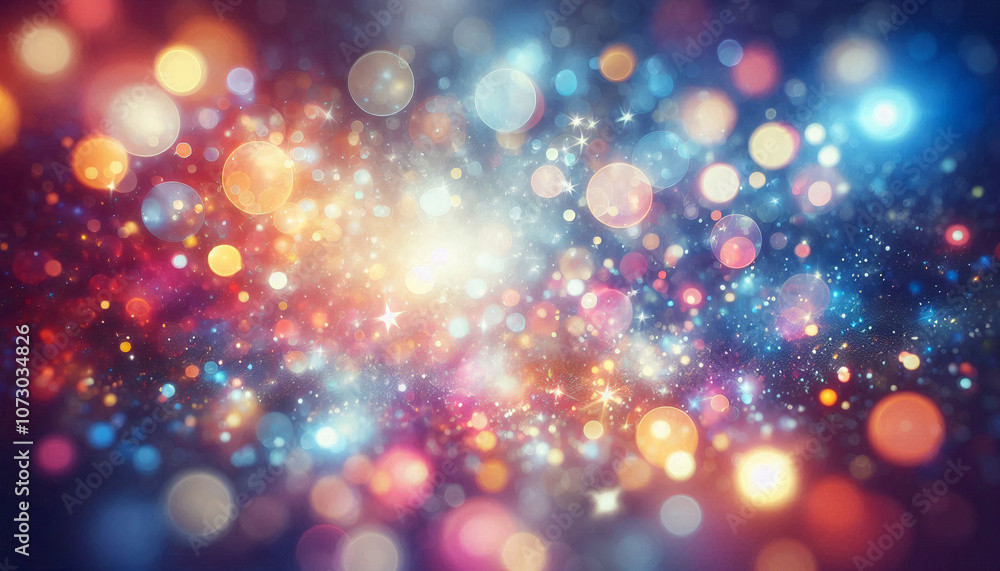 Colorful bokeh lights creating a magical festive background Colorful bokeh lights creating a magical festive background