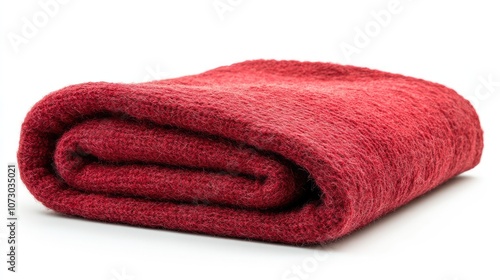 Soft and Cozy Red Blanket Folded Neatly on a Clean White Background for Home Decor and Comfort in Interior Design