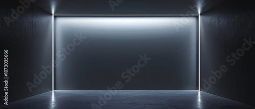 Minimalist Dark Room with Bright White Light Streaks