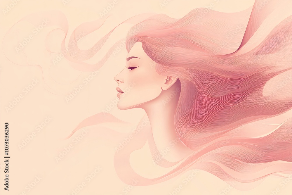 Minimalist Illustration of a Woman with Flowing Hair Minimalist Illustration of a Woman with Flowing Hair